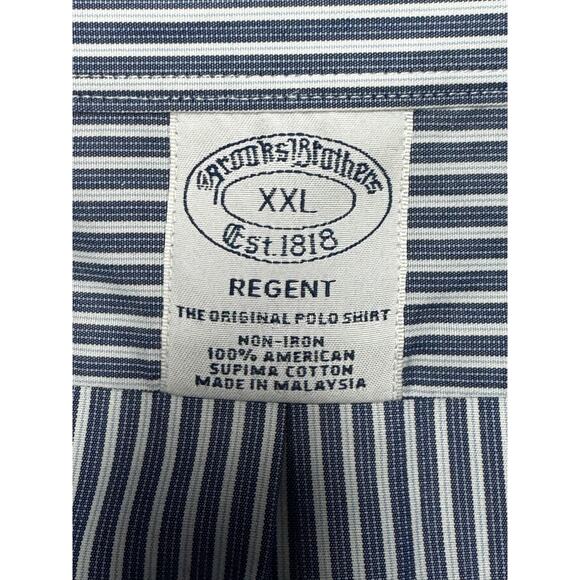 Brooks Brothers 1818 Regent Men's Long Sleeve Blue Striped Dress Shirt - 2XL - Picture 4 of 4